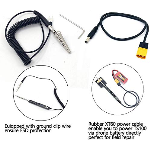 NovelLife 65W Mini TS100 Electric Soldering Iron Kit,Adjustable Temperature,Programmable STM32 Chip,Digital OLED Screen Display with TS B2 Solder Tip,Power Supply,XT60 Power Cord (Blue BC2 Tip)