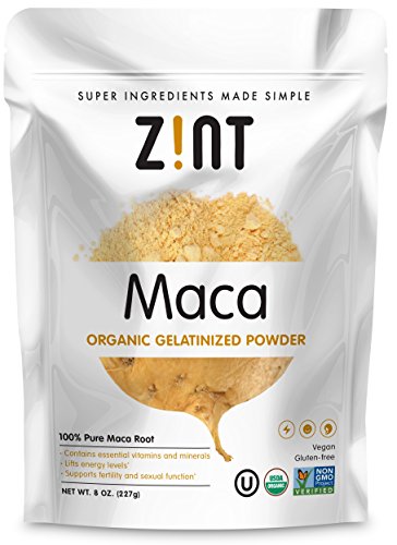 Organic Maca Powder by Zint: Gelatinized, Non GMO, Yellow Maca Root - Fertility, Virility, Stamina, Energy Boost Superfood (8 oz)