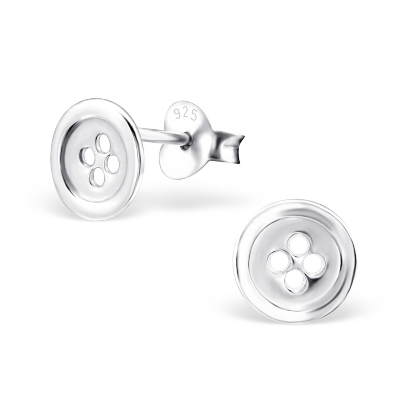 925 Sterling Silver Button Stud Earrings for Women & Girls – Classic Round Everyday Jewellery with Gift Box