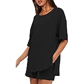 Darong Women's 2 Piece Lounge Set Short Sleeve Boxy T-shirt & Shorts Comfywear Summer Pajama Set Loungewear Set