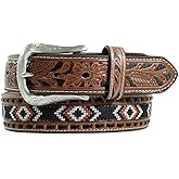 Nocona Men's Embroidered Tooled Floral Belt