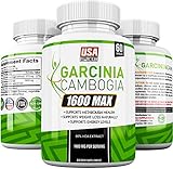 Garcinia Cambogia Weight Loss Capsules (100% Money Back Guarantee) 1600mg Extra Strength | Diet Pills That Work Fast for Women & Men | Appetite Suppressant, Carb Blocker, Hunger Suppression