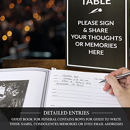 Funeral Guest Book Memorial Guest Book Black Guest Book for Funeral