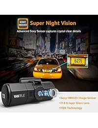 Vantrue T2 Grabación 24 7 OBD2 Dash Camera Cámara súper capacitadora Dash 1920x1080P 2.0 '' Cámara de tablero de coche de 160 ° con grabadora de modo de estacionamiento de microondas, Visión nocturna, Sensor Sony, Soporte 256GB Max