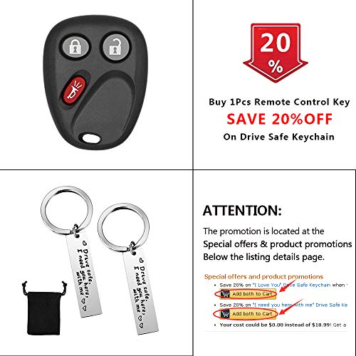 Keyless Entry Remote Control Car Key Fob Replacement for LHJ011, Fits 2003-2006 Chevy, GMC, Cadillac, Hummer, Pontiac, Saturn (Pack of 2) - Thumbnail 5