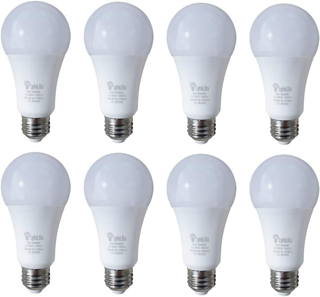 8 pack - lyfeLite Rechargeable Emergency LED Light bulb 4-5 hour Emergency Lighting 5 watt (40 watt equivalent) 450 lumens Soft White Non dimmable E26 8 pack