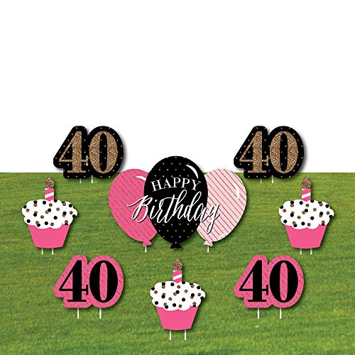 Chic-40th-Birthday-Pink-Black-and-Gold-Yard-Sign-Outdoor-Lawn-Decorations-Birthday-Party-Yard-Signs-Set-of-8