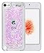 BLLQ + Compatible for iTouch 5 and Touch 6 + Touch5 Case Touch6 Case, Hard PC Glitter Quicksand Liquid Case, Bling Cherry Pink