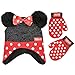 Disney Toddler Girls Minnie Mouse Polka Dot Hat and Mitten Cold Weather Set, Age 2-5,Black, Red,One Size