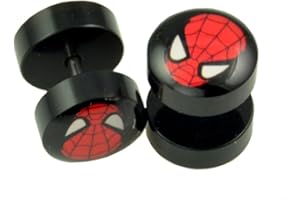BODYJEWELRYONLINE Spider man Fake Plug Earrings - 16G (1.2mm), 2 Pieces