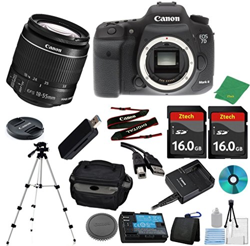 Canon EOS 7D Mark II DSLR with 18-55mm IS STM + 2pcs 16GB Memory Card + Camera Case + Card Reader + Tripod + 6pc ZeeTech Starter Set - International Version Canon EOS 7D Mark II DSLR with 18-55mm IS STM + 2pcs 16GB Memory Card + Camera Case + Card Reader + Tripod + 6pc ZeeTech Starter Set - International Version