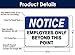 Notice Employees Only Beyond This Point Sign, 10x7 Inches, Rust Free .040 Aluminum, Fade Resistant, Made in USA