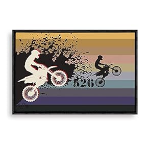 Framed Canvas Wall Art Motorcycle Canvas Prints Home Artwork Decoration for Living Room,Bedroom - 16x24 inches
