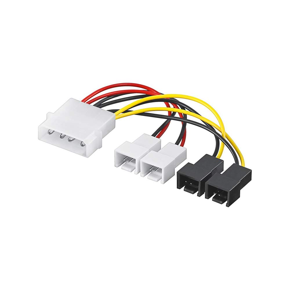 Goobay 93632 Power Cable/Adapter for PC Fans, 5.25" Male to Fan, 2X 12