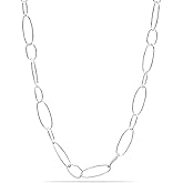 LeCalla 925 Sterling Silver Necklace Big Link 6.5MM 7MM Handmade Italian Paperclip Link Chain Necklace for Women, Made in Italy (18, 20, 24, 36 Inches)
