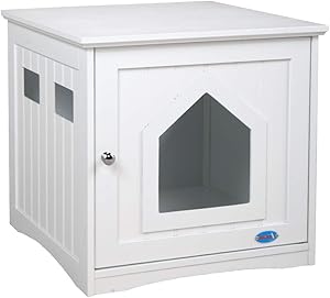 BWM.Co Wooden Side Table Pet Cat House Litter Box Enclosure