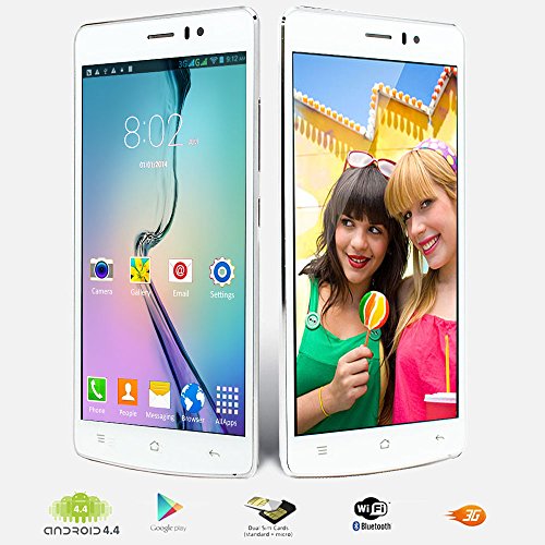 Indigi 3G Smartphone (Factory GSM Unlocked) 5.5-inch Full HD Capacitive Multi-Touch Screen Android 4.4 Smartphone White
