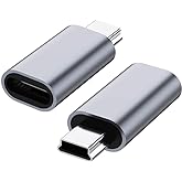 USB C to Mini USB 2.0 Adapter, (2-Pack)Type C Female to Mini USB 2.0 Male Convert Connector Support Charge & Data Sync Compat