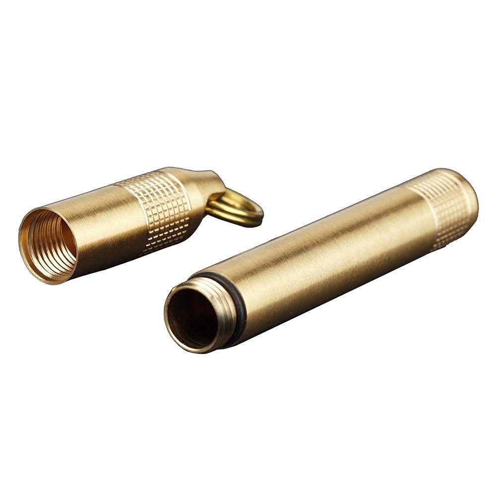 Alomejor Brass pill box, durable portable multi purpose medicine container, travel pill case, brass holder for hikers travelers smokers outdoor adventures