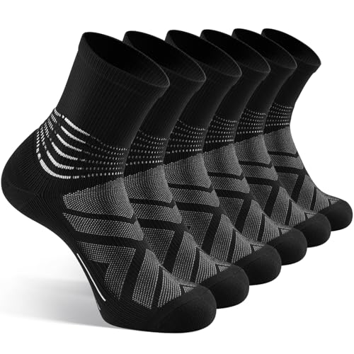 IRAMY Compression Ankle Support Socks Men Running Women Trainer Wicking Plantar Fasciitis Relief Hiking Crew Socks 3 Pairs