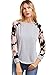 ROMWE Women's Long Sleeve Top Casual Floral Print T-shirt Tee