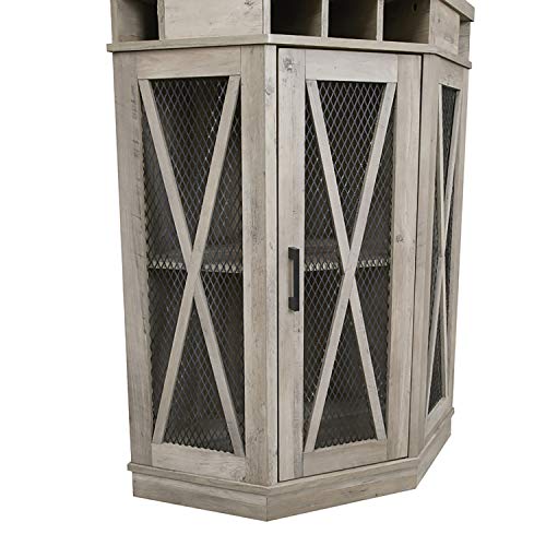 Home Source Stone Grey Corner Bar Unit with Builtin Wine Rack and Lower Pricepulse