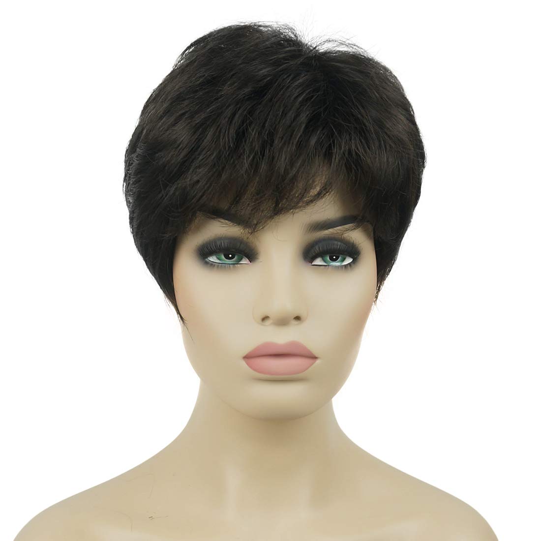 Lydell 6" Women Wigs Short Curly Hair Synthetic Full Wig Dark Brown