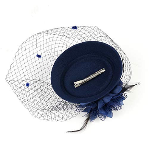 Transser Fascinators Hats Pillbox Hat Cocktail Tea Party Headwear with Veil for Girls and Women