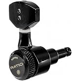 PRL-9721-B0 Graph Tech Ratio Locking Guitar Tuners, 6-in-Line, Staggered, Black