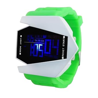 Toughsty Cool Kids Sport Cuff Watch Airplane Shape Aviator Pilot LED Flashlight Alarm Children Gift