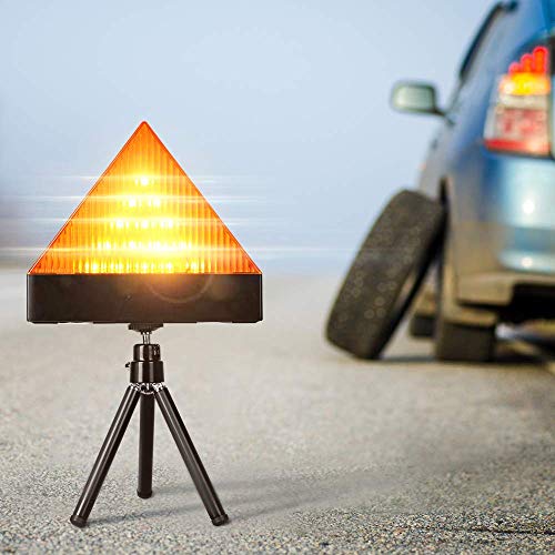 2-in-1 LED Warning Triangle Light Roadside Hazard Warning Light Reflective Warning Road Safety Triangle Kit Led Emergency Beacon Light Rooftop Strobe Light for Car Truck Boat