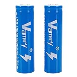 Vamery 2Pcs 18650 3.7V-4.2V 5000MAH Li-ion Rechargeable Efficient Battery Blue