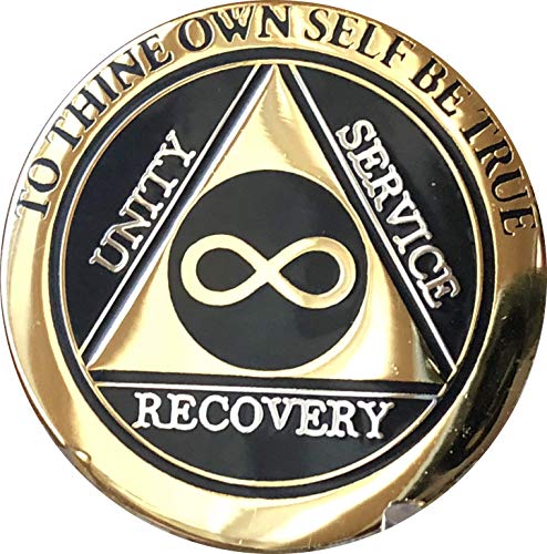 RecoveryChip Infinity AA Medallion Elegant Black Gold Silver Bi-Plated Eternity Chip