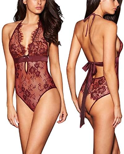 AnloveKiss Women Sexy Lingerie Black Eyelash Lace Chemise Babydoll Nightwear