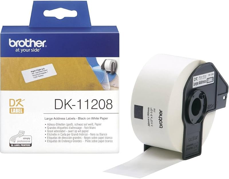 Brother DK-11208 Label Roll Large Address Labels 38 mm x 90 mm 400 Labels