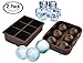 UnicGlam Large Ice Cube Trays (Set of 2) Combo Silicone Square Mold and Sphere Ice Ball Maker