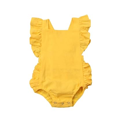 LEXUPE Baby Mädchen, Sommer Neugeborenes Baby Jungen MäDchen Ruffle Solid Strampler Body Jumpsuit Kleidung