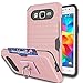 Galaxy Grand Prime Case,Galaxy J2 Prime Case with Phone Stand,Ymhxcy [Credit Card Slots Holder][Brushed Texture] Dual Layer Shockproof Protective Cover for Samsung Galaxy G530H-LCK Rose Gold