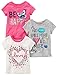 Carter's Girls' Toddler 3-Pack Short-Sleeve T-Shirts, White Love/Grey/Pink Butterfly, 3T