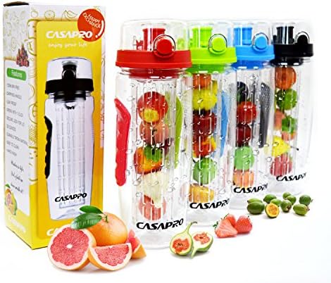 32oz Infuser Water Bottles - Featuring a Full Length Infusion Rod, Flip Top Lid, Dual Hand Grips, Ideal for Your Office and Home(Red)