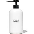 Public Goods Ceramic Hand Soap Dispenser Pump for Bathroom and Kitchen | Liquid Hand Soap Refill Bottle | Made Stoneware and Black Stainless Steel | 16 Oz Dispenser