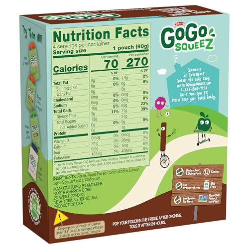 GOGO SQUEEZ NO SUGAR ADDED APPLESAUCE AND FRUIT PUREE, APPLE CINNAMON, 3.2 OZ POUCHES (PACK OF 48), FRUIT SNACKS FOR KIDS, GLUTEN FREE, NUT FREE, RECLOSEABLE CAP, BPA FREE