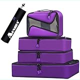 Aomidi 4 Set Packing Cubes - Travel Luggage Packing Organizers with Laundry Bag (Purple)