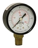 Winters PEM Series Steel Dual Scale Economical All Purpose Pressure Gauge with Brass Internals, 0-30 psi/kpa, 2" Dial Display, +/-3-2-3% Accuracy, 1/4" NPT Bottom Mount