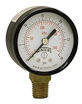Winters PEM Series Steel Dual Scale Economical All Purpose Pressure Gauge with Brass Internals, 0-30 psi/kpa, 2