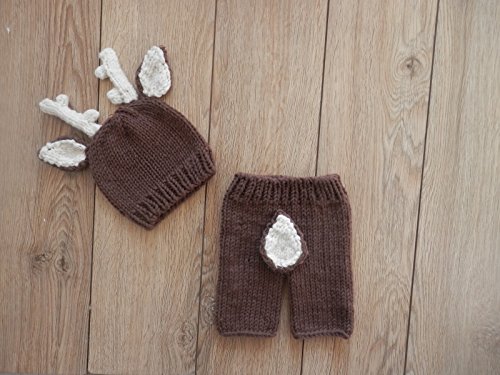 Jastore Newborn Baby Girls Boys Deer Crochet Knit Costume Photo Photography Prop