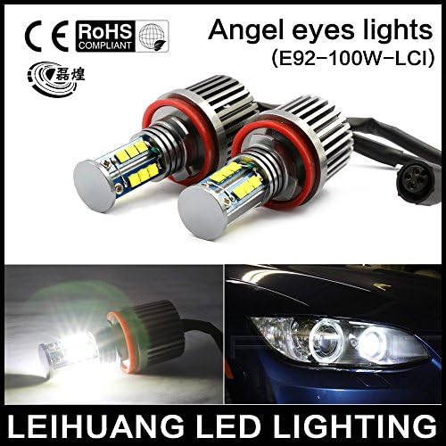 LEIHUANG NEW 120W H8 LED HALO ANGEL EYE LIGHT BULBS FOR E70 E71 E87 E92 E93 WHITE