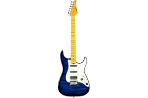 EART NK-C3 Electric Guitar with 6 String Maple Fingerboard Solid Body Right Handed, Stainless Steel Frets, Blue