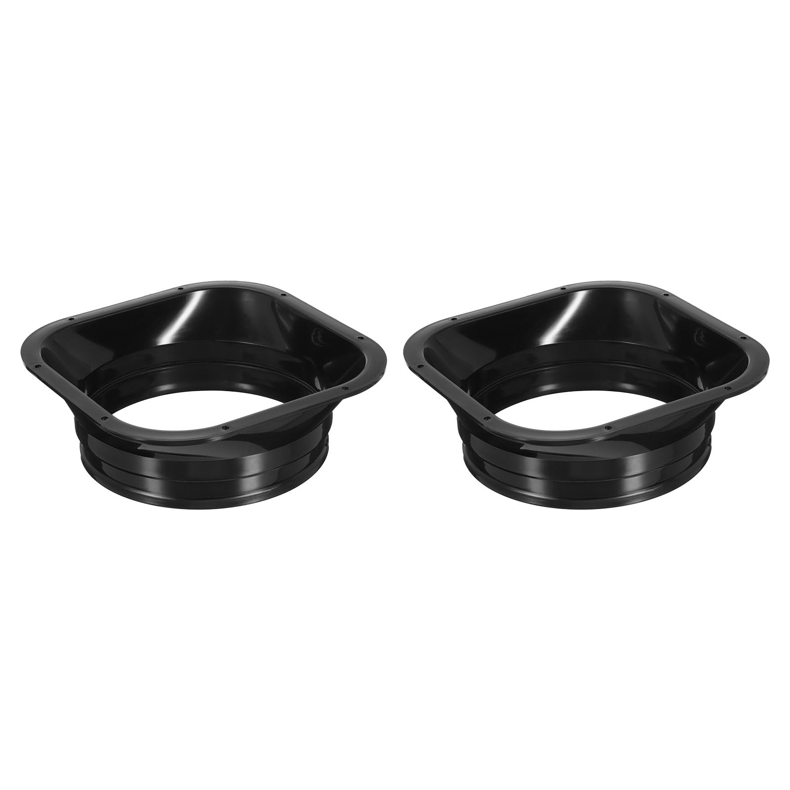 PATIKIL 8" Duct Connector Flange, 2pcs PP Dryer Vent Wall Plate Square to Round Straight Ducting Plate for Air Heating Cooling Ventilation Exhaust Fan, Black