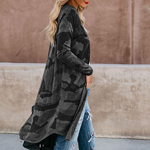 TIFENNY Women's Going Out Cardigans Ladies Lightweight Long Cardigan Camouflage Outwear Long Sleeve Coats Tops - Thumbnail 6